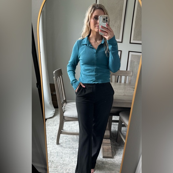 Teal Long Sleeve Button-Up Top - Picture 7 of 13